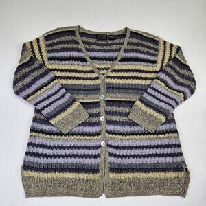 Y2K Sigrid Olsen Silk Mohair Women Cardigan Sweater Handknit Crochet Cabincore M